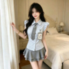 BY23999# 韓系學院風氛圍感甜美小飛袖收腰顯瘦襯衫