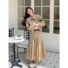 BY29833# 春秋兩件套超火高級感時尚百搭休閒襯衫+半身裙套裝