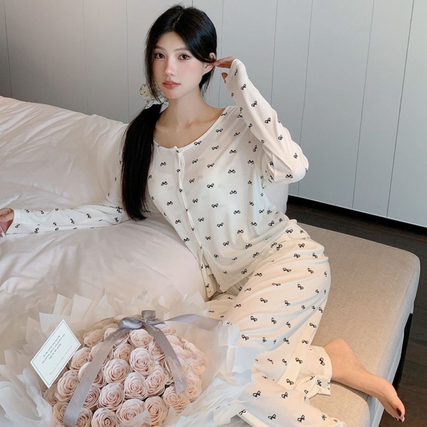 BY31893# 韓系甜美可愛莫代爾帶胸墊三件套家居服