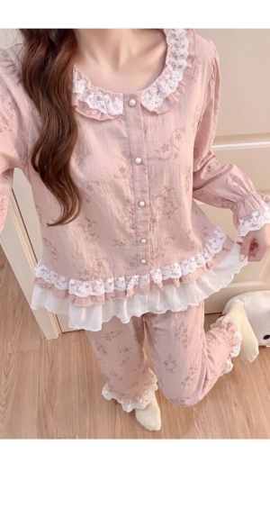 BY31891# 韓系小香風雲朵棉帶胸墊家居服