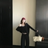 BY31507# 散步系列正反兩穿長袖罩衫+背心+燈籠褲休閒套裝
