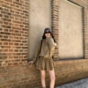 BY31500# 山系小版戶外防曬連帽外套+寬鬆半身裙褲兩件套