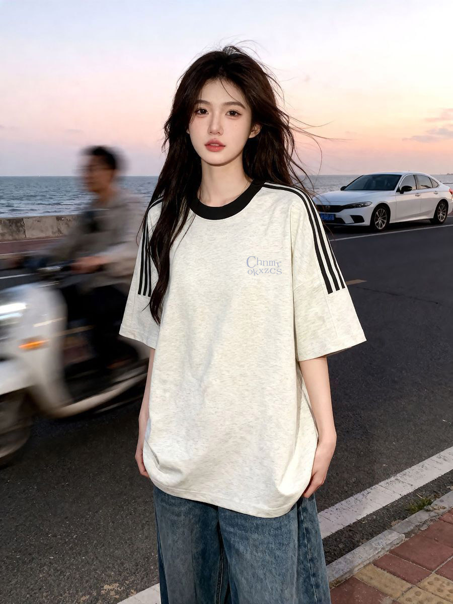 美式設計感寬鬆純棉T卹
