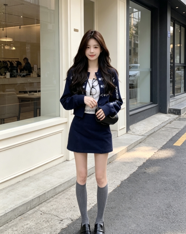 BY31672# 小香風棒球服+包臀裙兩件套